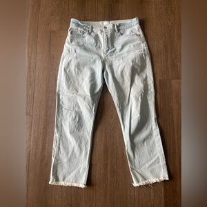 LOFT High-Waist Straight Crop Jeans - Size 29 - Light Wash